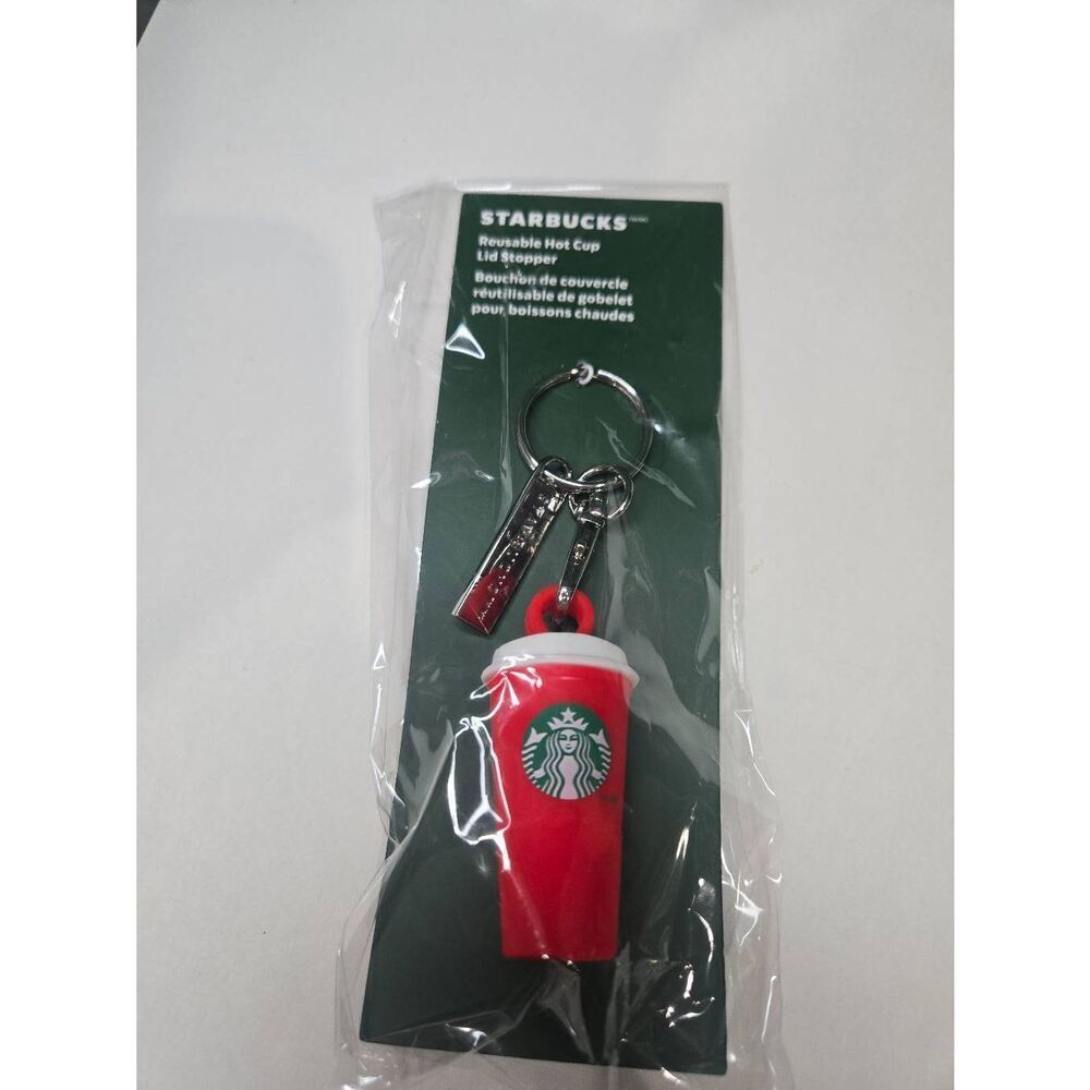 This is a Starbucks Reusable Hot Cup Lid Stopper keychain, also known as a holid